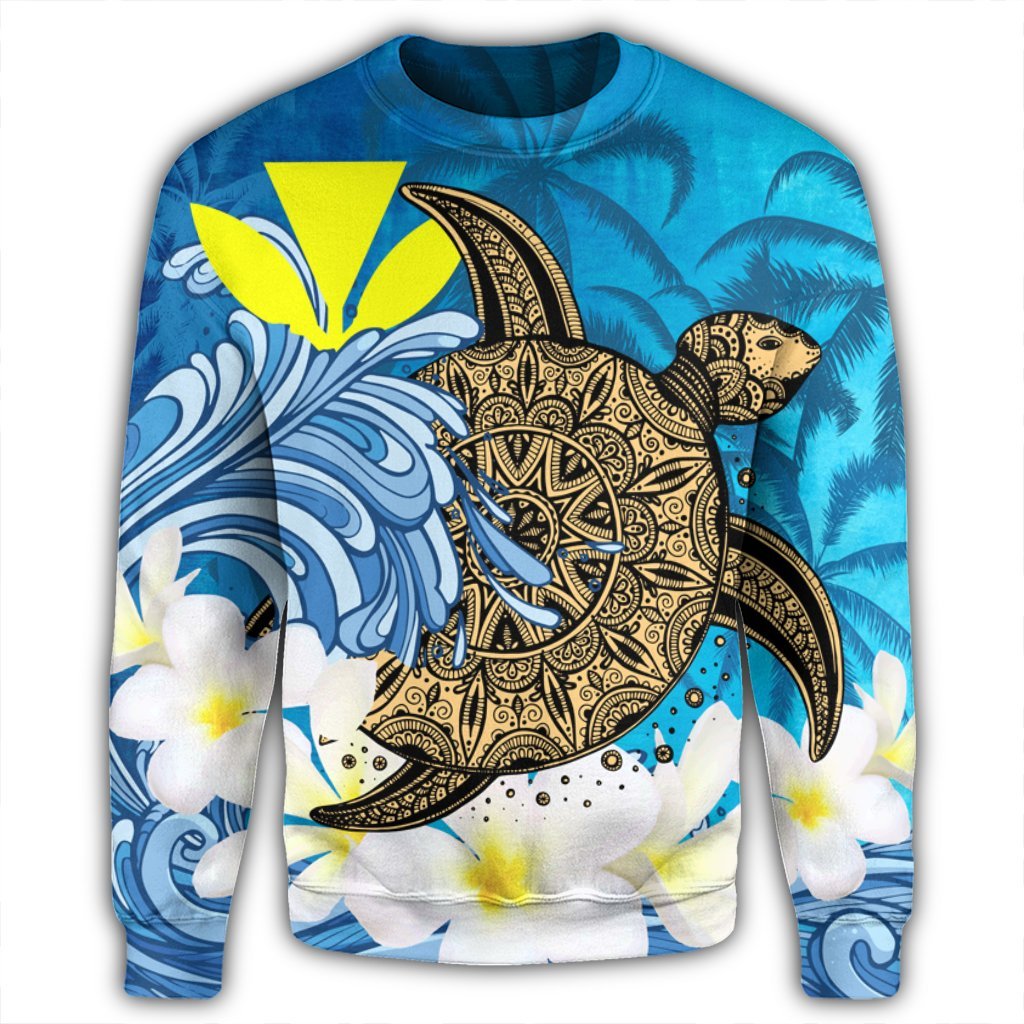 Hawaii Sea Turtle Plumeria Coconut Tree Sweatshirt - AH - Polynesian Pride