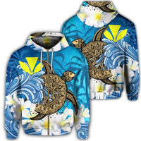 Hawaii Sea Turtle Plumeria Coconut Tree Zip Hoodie Unisex Art - Polynesian Pride