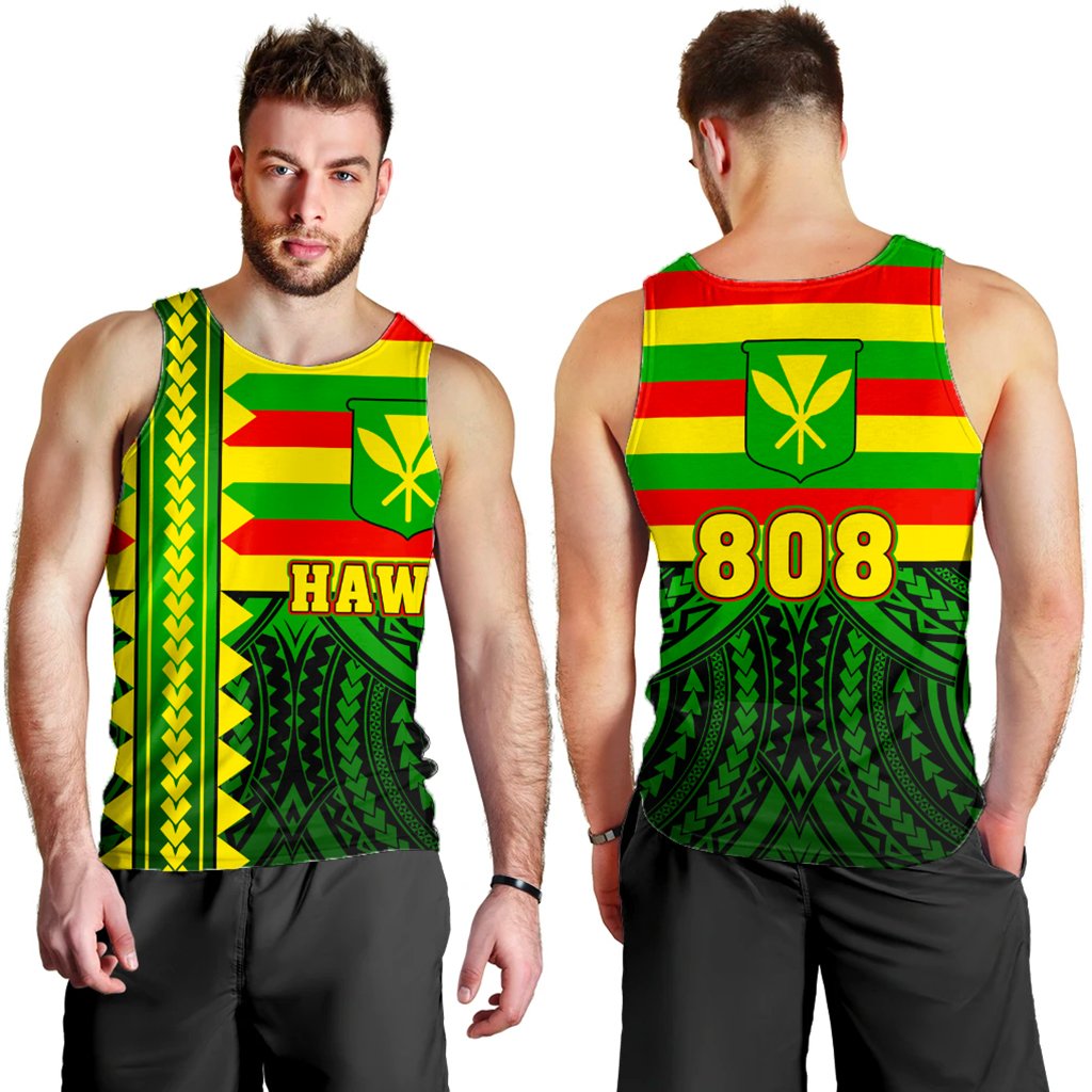 Hawaii Men's Tank Top - Hawaiian Kanaka Maoli Men's Tank Top - Speaka Style - AH Green - Polynesian Pride