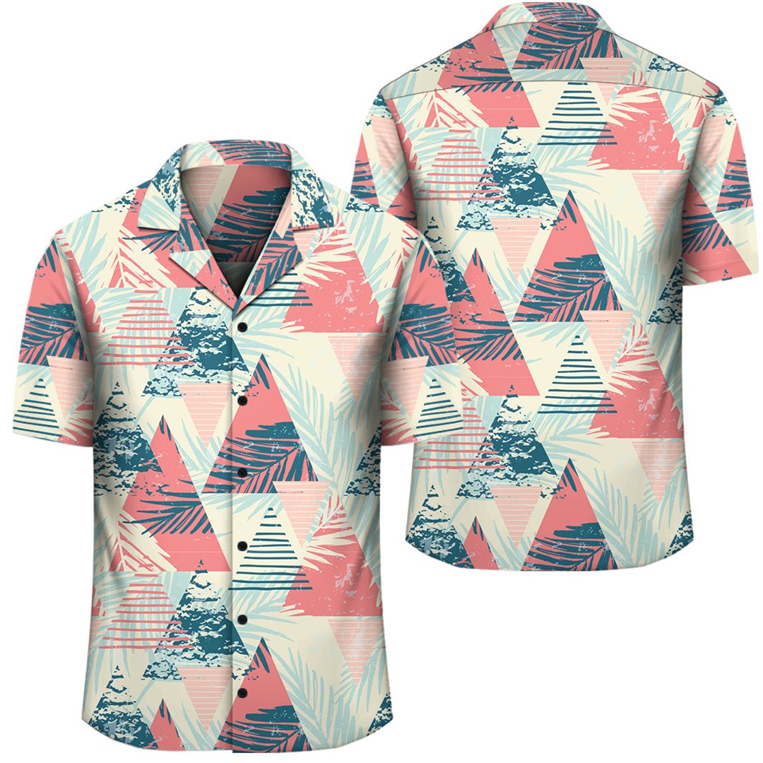 Hawaii Tropical Leaf Triangle Pattern Hawaiian Shirt Unisex Black - Polynesian Pride