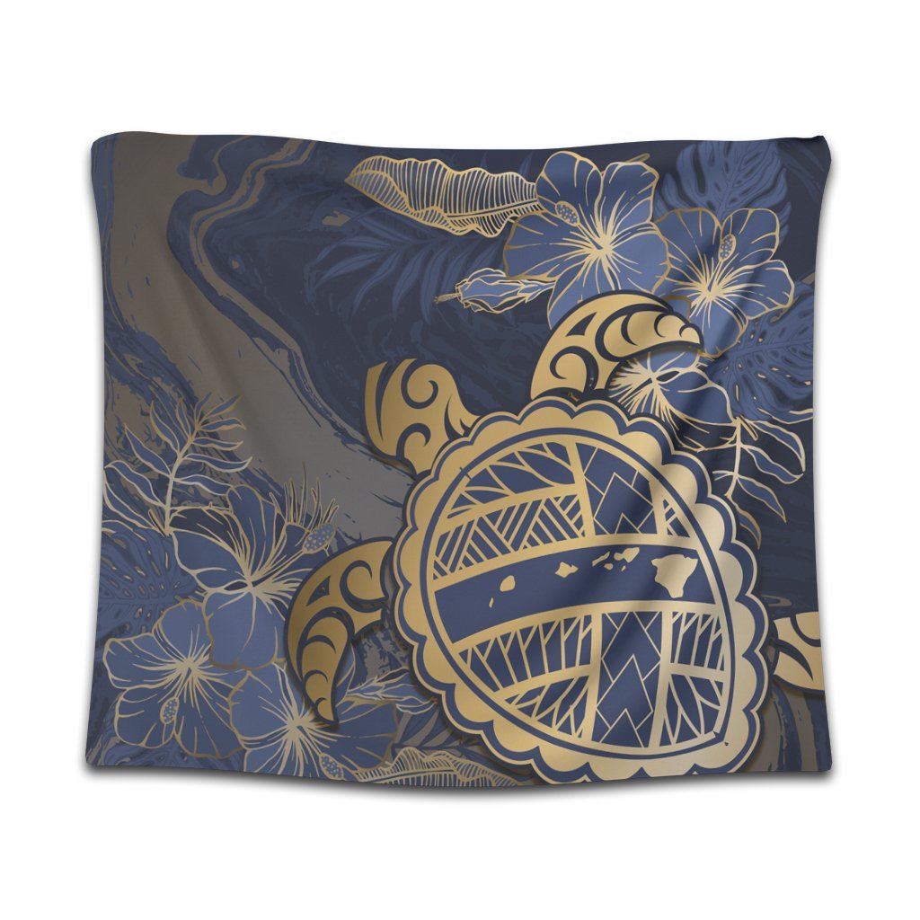 Hawaii Turtle Hibiscus Gold Tapestry - Kyn Style - AH - Polynesian Pride