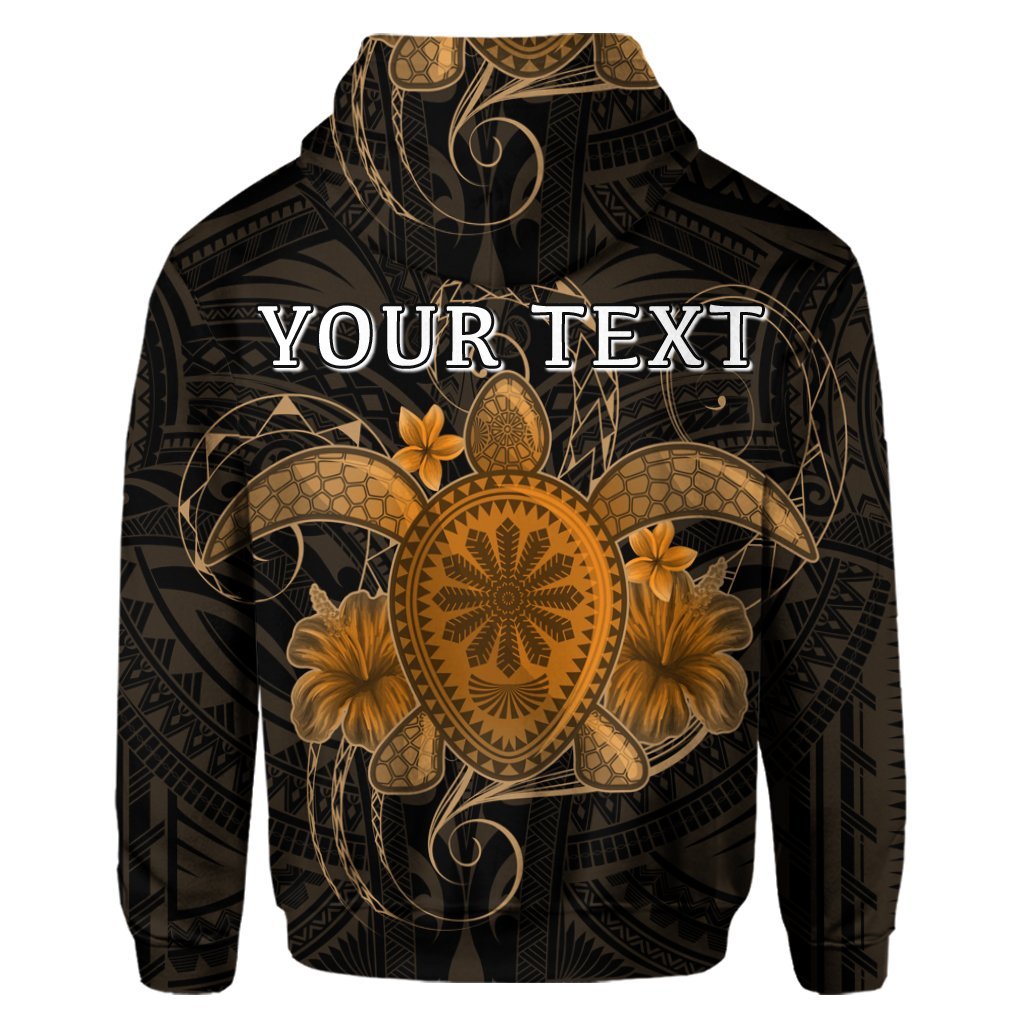 Custom Hawaii Turtle Hibiscus Polynesian Hoodie Full Style Gold - Polynesian Pride