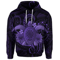 Custom Hawaii Turtle Hibiscus Polynesian Hoodie Full Style Purple - Polynesian Pride