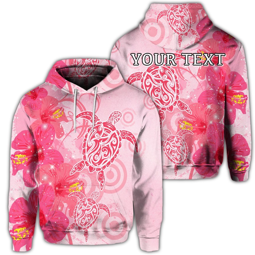Custom Hawaii Turtle Hibiscus Vintage Pink Hoodie Unisex Art - Polynesian Pride