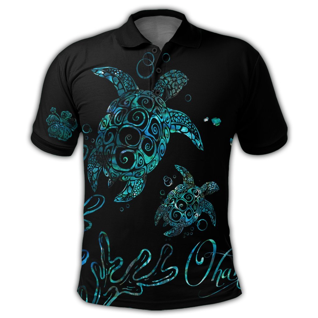 Hawaii Turtle Ohana Paua Shell Polo Shirt - Polynesian Pride
