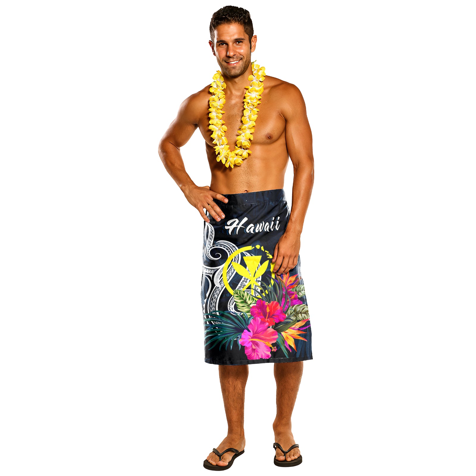 Hawaii Lavalava - Tropical Flowers One Size Blue - Polynesian Pride
