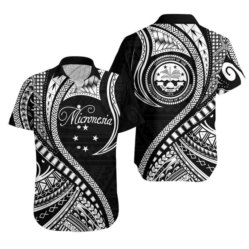 Federated States of Micronesia Hawaiian Shirt Black Polynesian Wave Style LT9 Unisex Black - Polynesian Pride