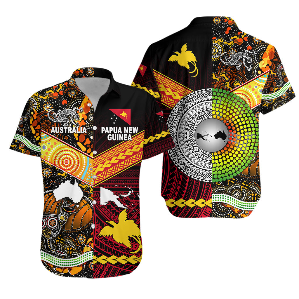 Papua New Guinea And Australia Aboriginal Hawaiian Shirt Together LT8 Unisex Red - Polynesian Pride
