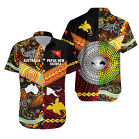 Papua New Guinea And Australia Aboriginal Hawaiian Shirt Together LT8 Unisex Red - Polynesian Pride
