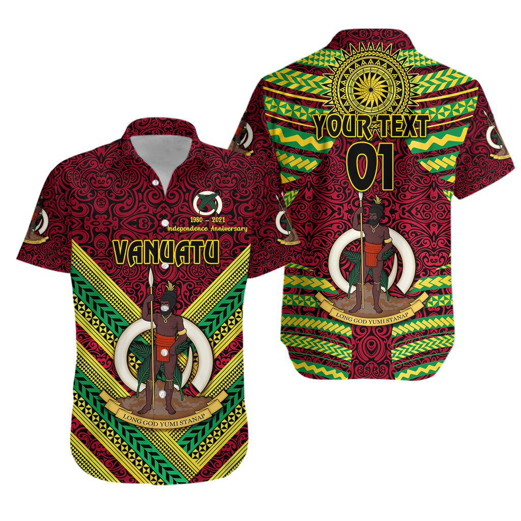 (Custom Personalised) Vanuatu Special Independence Anniversary Hawaiian Shirt Creative Style - Red, Custom Text And Number LT8 Unisex Red - Polynesian Pride
