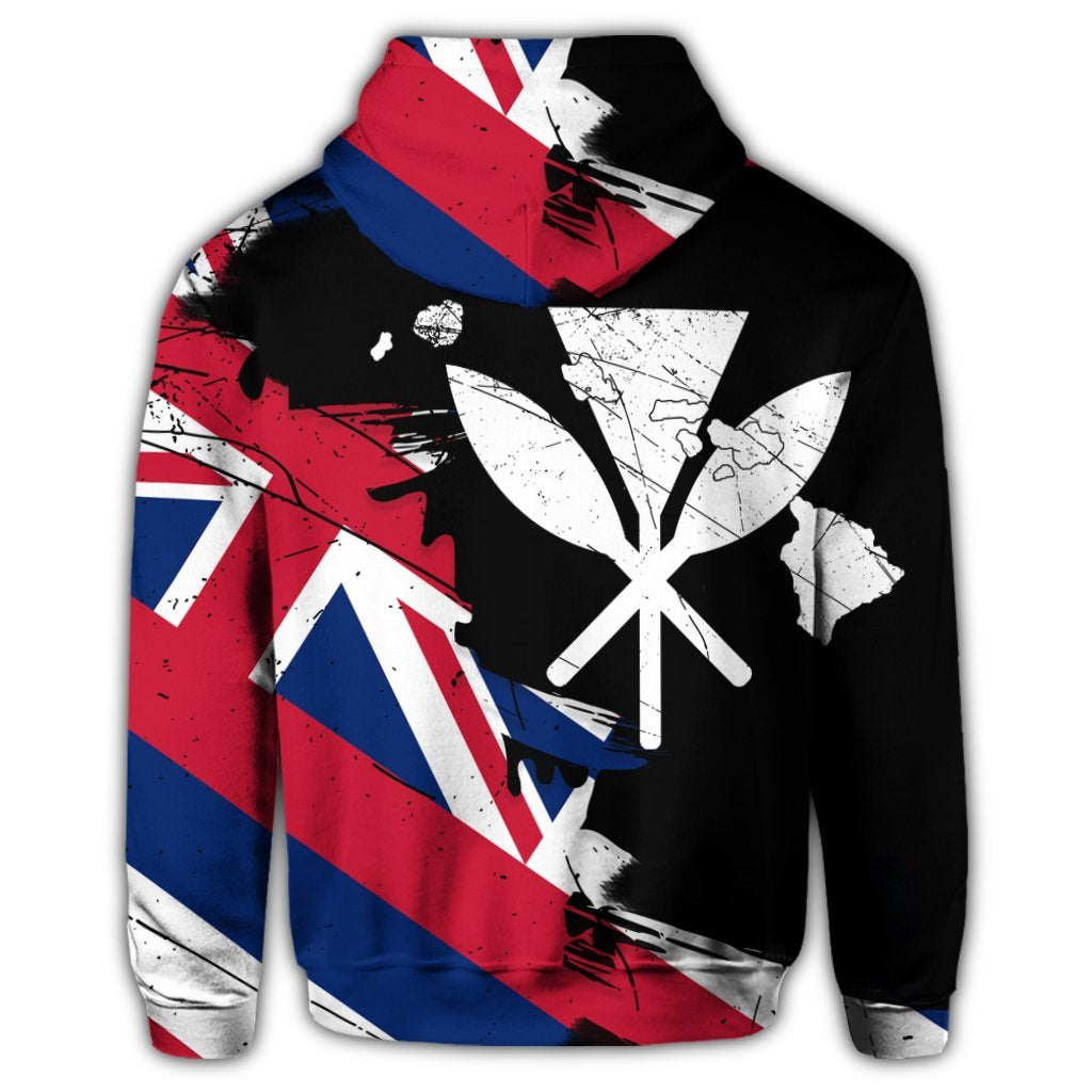 Hawaiian Flag Hawaiian Map Kanaka Polynesian Hoodie Classic Style - Polynesian Pride