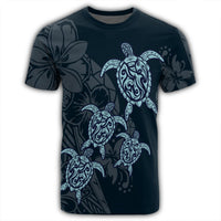Hawaiian Hibiscus Plumeria Sea Turtle Polynesian T Shirt - Polynesian Pride