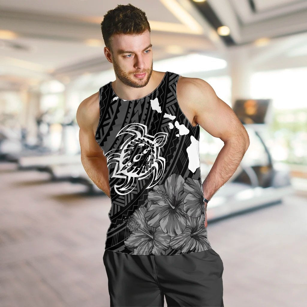 Hawaiian Hibiscus Sea Turtle Swim Polynesian Tank Top - AH - Polynesian Pride