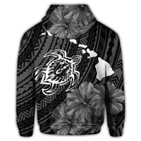 Hawaiian Hibiscus Sea Turtle Swim Polynesian Zip Hoodie - Polynesian Pride