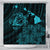Hawaiian Hibiscus Sea Turtle Swim Polynesian Shower Curtain - Blue - AH 177 x 172 (cm) Black - Polynesian Pride