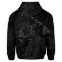 Hawaiian Hibiscus Sea Turtle Swim Polynesian Zip Hoodie Grey - Polynesian Pride