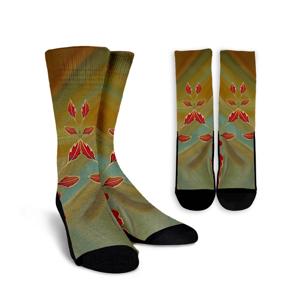Hawaiian Hibiscus Water Color Crew Socks - AH Crew Socks White - Polynesian Pride