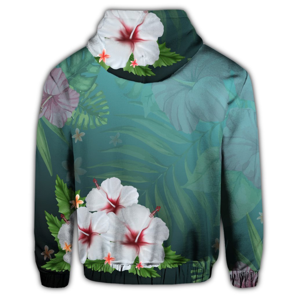 Hawaiian Hibiscus White Flower Gleeful Hoodie - Polynesian Pride
