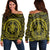 Hawaiian Kakau Honu Arc Polynesian Yellow Women's Off Shoulder Sweater - AH Black - Polynesian Pride