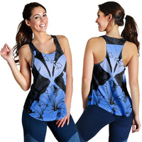 Hawaiian Kanaka Racerback Tank Hibiscus Polynesian Love - Blue - AH Black - Polynesian Pride