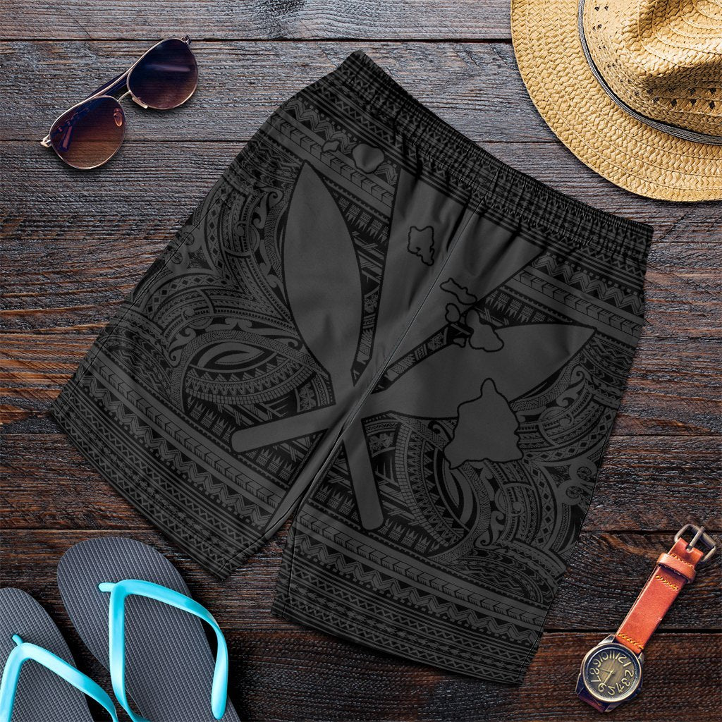 Hawaiian Kanaka Polynesian Tribal Men's Shorts Reggae Color Gray AH Art - Polynesian Pride