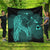 Hawaiian Map Heart Hula Girl Hibiscus Turquoise Polynesian Premium Quilts - AH Black - Polynesian Pride