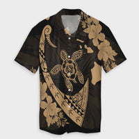 Hawaii Matching Dress and Hawaiian Shirt Hawaii Map Hibiscus Turtle Fish Hook Polynesian Gold RLT14 - Polynesian Pride
