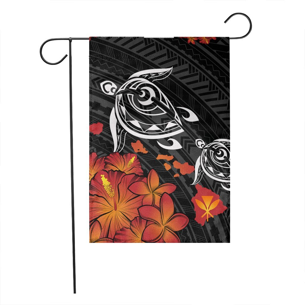 Hawaiian Map Kanaka Turtles Hibiscus Plumeria Flag - AH - Polynesian Pride