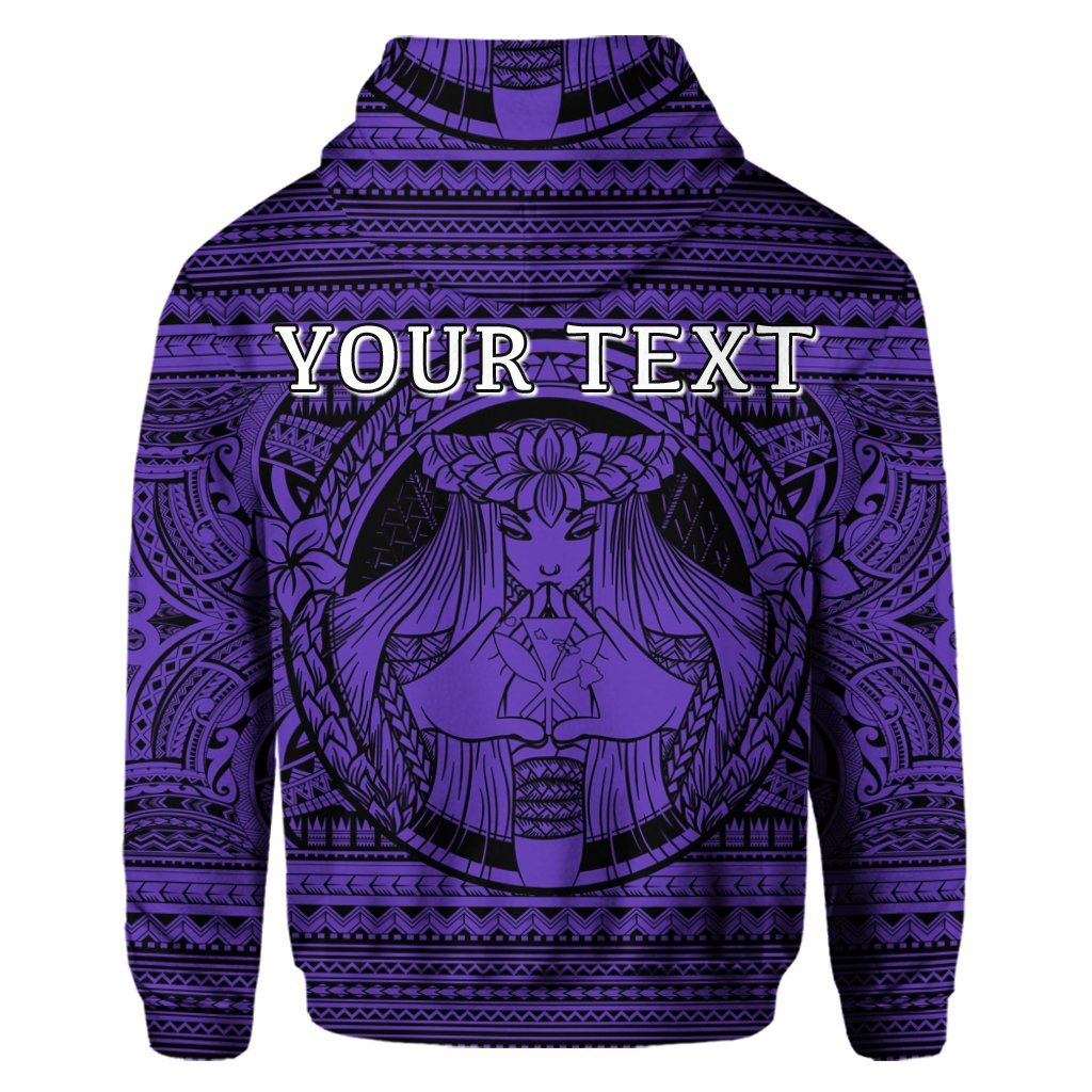 Custom Hawaiian Map Madame Pele Kanaka Plumeria Polynesian Hoodie Purple - Polynesian Pride