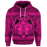 Custom Hawaiian Map Madame Pele Mauna Kea Plumeria Polynesian Hoodie Pink - Polynesian Pride