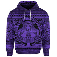 Custom Hawaiian Map Madame Pele Mauna Kea Plumeria Polynesian Hoodie Purple - Polynesian Pride