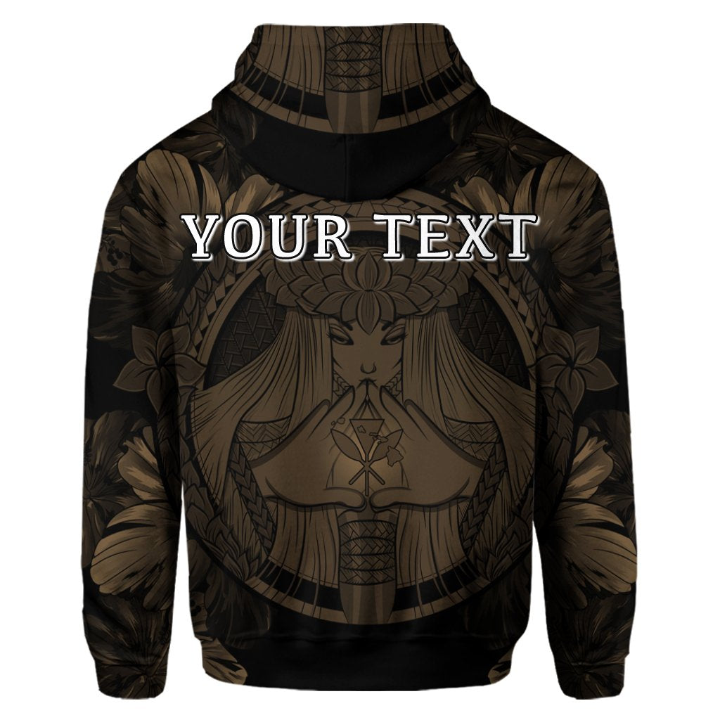Custom Hawaiian Map Madame Pele Polynesian Hoodie Gold - Polynesian Pride