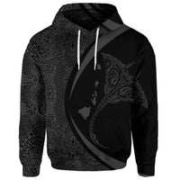 Custom Hawaiian Map Manta Ray Polynesian Hoodie Gray Circle Style - Polynesian Pride