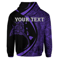 Custom Hawaiian Map Manta Ray Polynesian Hoodie Purple Circle Style - Polynesian Pride