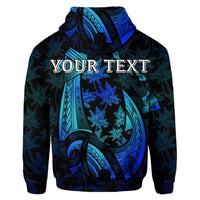 Custom Hawaiian Map Palm Trees Fish Hook Polynesian Quilt Hoodie Colorful Blue - Polynesian Pride