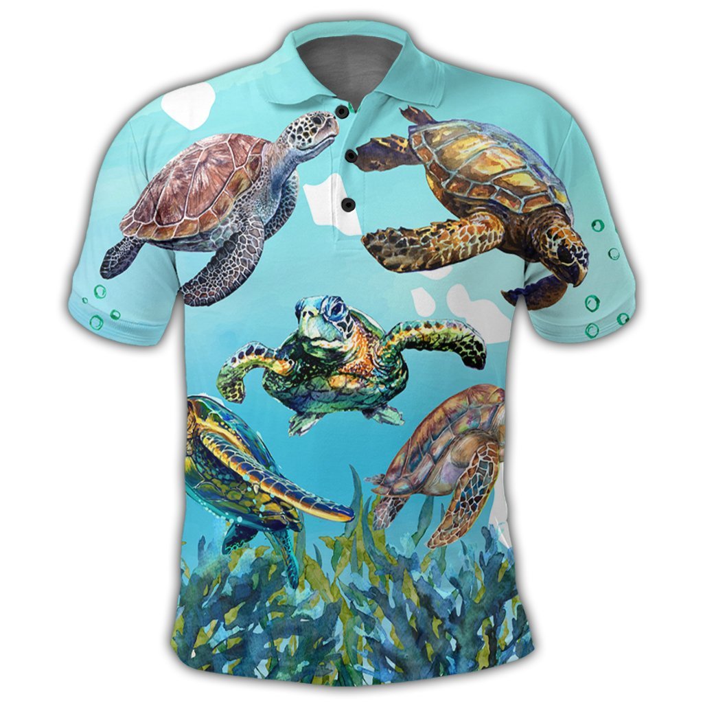 Hawaiian Map Sea Turtles Ocean Polynesian Polo Shirt - Polynesian Pride