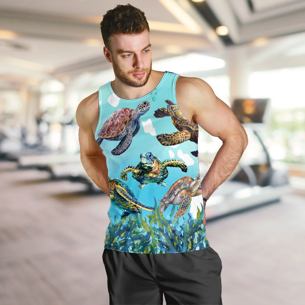 Hawaiian Map Sea Turtles Ocean Polynesian Tank Top - AH - Polynesian Pride