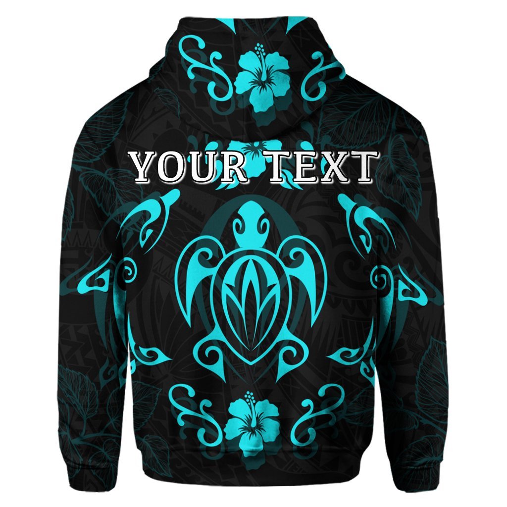 Custom Hawaiian Map Turtle Dolphin With Plumeria Hoodie - Polynesian Pride