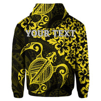 Custom Hawaiian Map Turtle Hibiscus Kanaka Polynesian Hoodie Yellow - Polynesian Pride