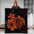 Hawaiian Map Turtle Hibiscus Plumeria Polynesian Premium Quilts - Orange - AH - Polynesian Pride
