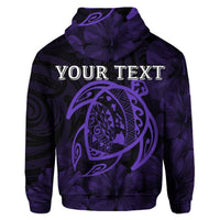Custom Hawaiian Map Turtle Kanaka Hibiscus Polynesian Hoodie Purple - Polynesian Pride