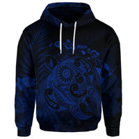 Custom Hawaiian Map Turtle Tattoo Hibiscus Plumeria Polynesian Hoodie Blue - Polynesian Pride