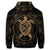 Hawaiian Map Turtle Wave Polynesian Hoodie Gold - Polynesian Pride