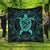 Hawaiian Map Turtle Wave Polynesian Premium Quilts Turquoise - AH Black - Polynesian Pride