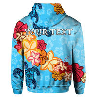 Custom Hawaiian Ocean Turtle Plumeria and Hibiscus Polynesian Hoodie - Polynesian Pride