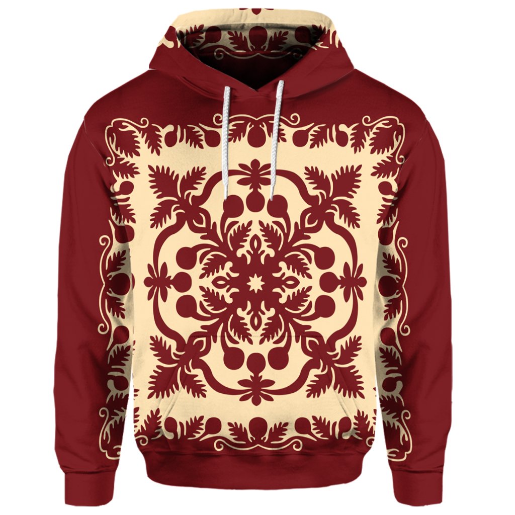 Custom Hawaiian Palm Tree Quilt Vintage Hoodie - Polynesian Pride
