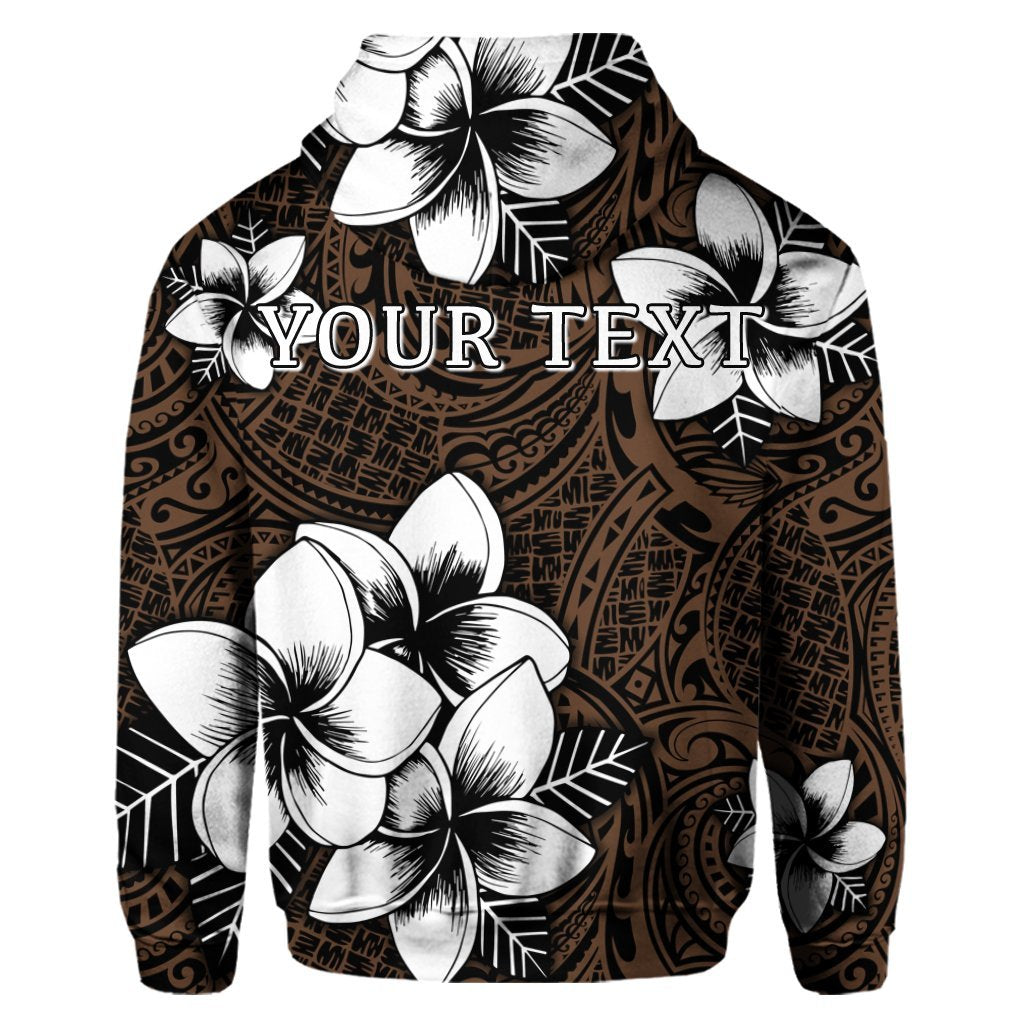 Custom Hawaiian Plumeria Tribe Brown Polynesian Hoodie - Polynesian Pride