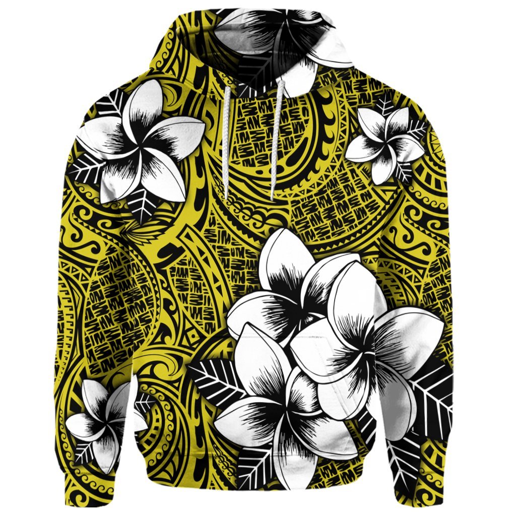 Custom Hawaiian Plumeria Tribe Yellow Polynesian Hoodie - Polynesian Pride