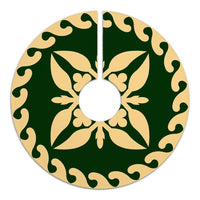 Hawaiian Quilt Pattern Palm Tree Proudly Tree Skirt - Green Beige - AH - Polynesian Pride