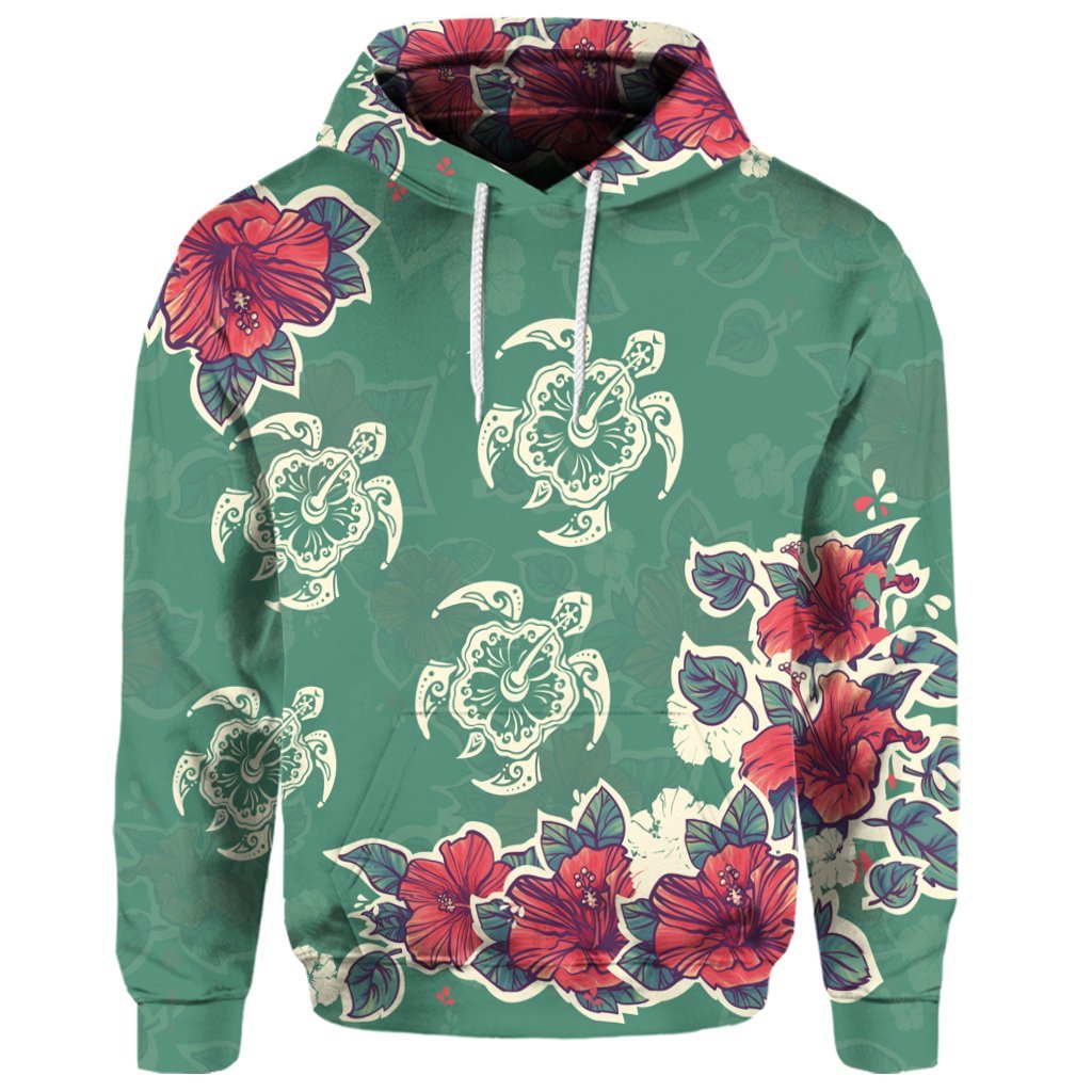 Custom Hawaiian Turtle and Colorful Hibiscus Polynesian Hoodie - Polynesian Pride